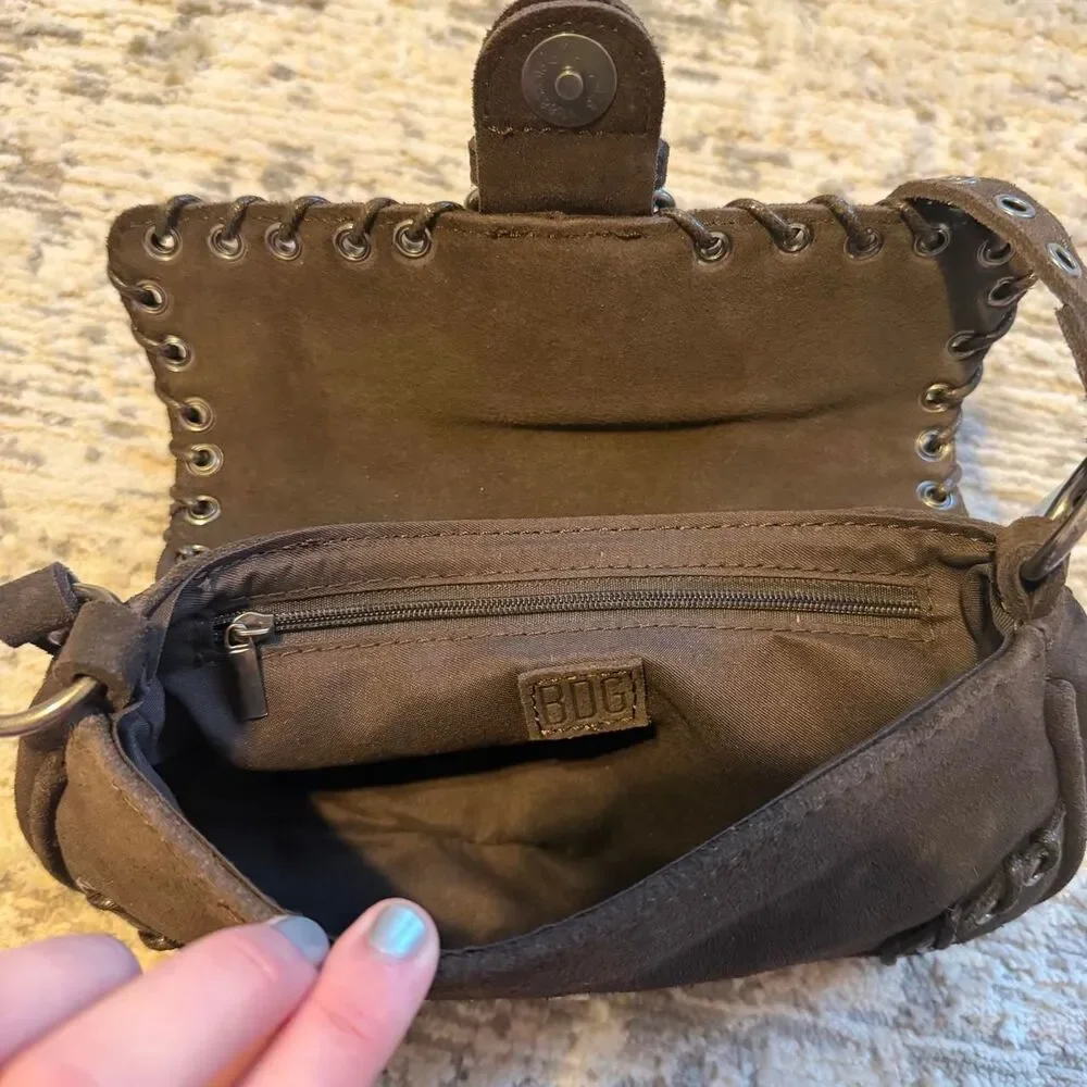 Urban Outfitter BDG Silence + Noise Jade brown Suede Rivet Shoulder Bag